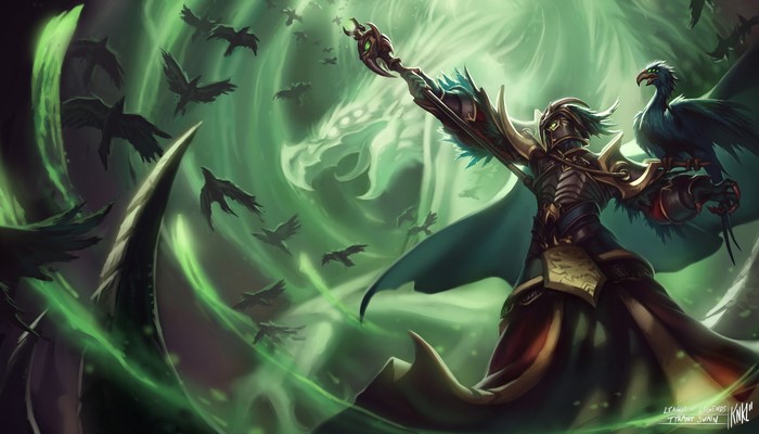Swain from League of Legends with crows and dragon spirit