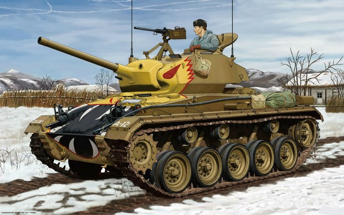 M24 Chaffee tank with shark mouth markings