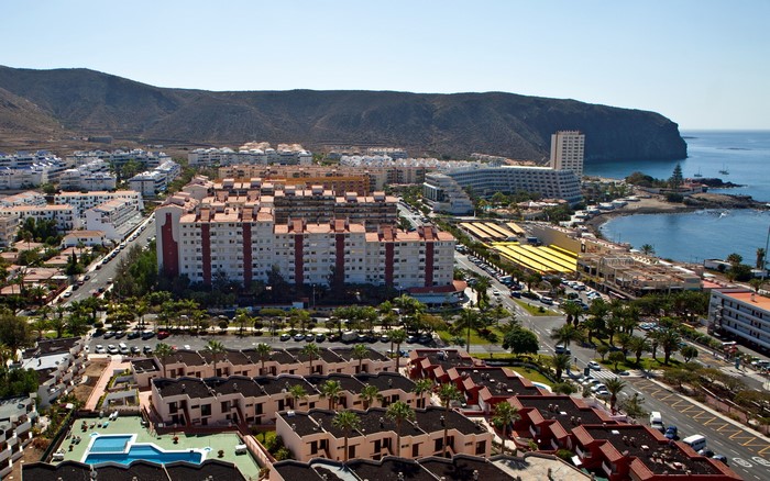 Aerial view of coastal town in Canary Islands, Spain
