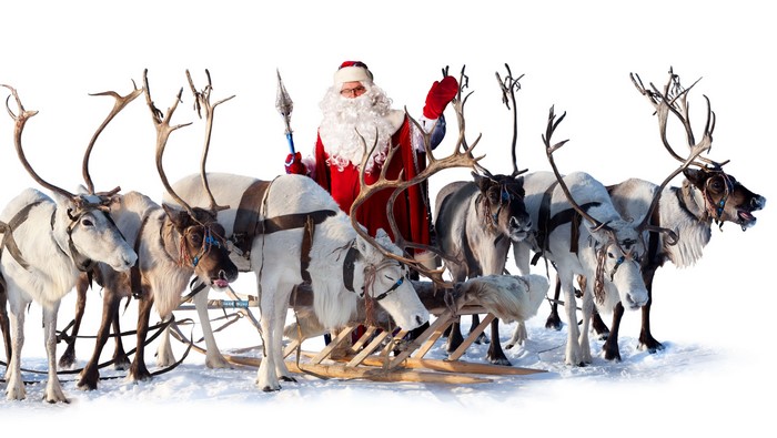 Santa Claus with Reindeer and Sled