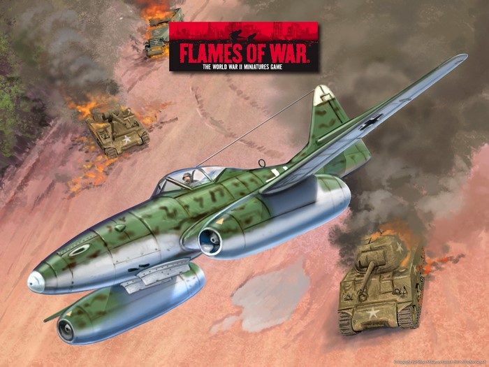 Me.262 jet fighter attacking tanks in Flames of War