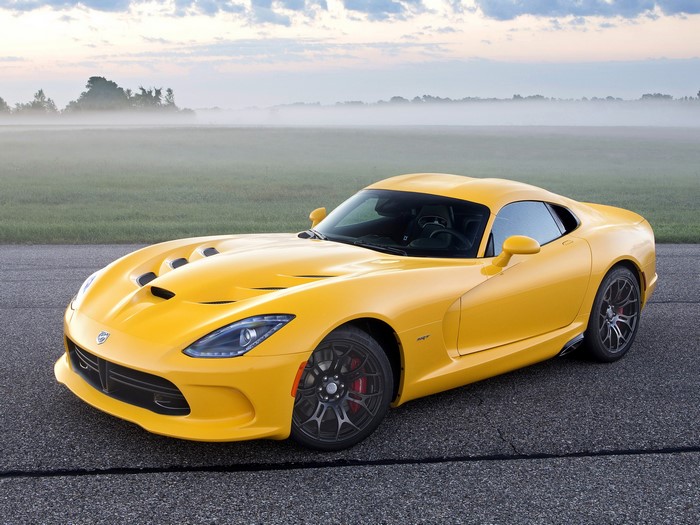 Yellow SRT Viper Dodge on Asphalt