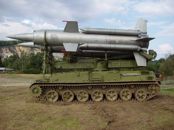 Soviet SA-5 Gammon missile launcher on tracked vehicle