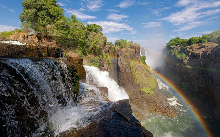 Victoria Falls with a rainbow