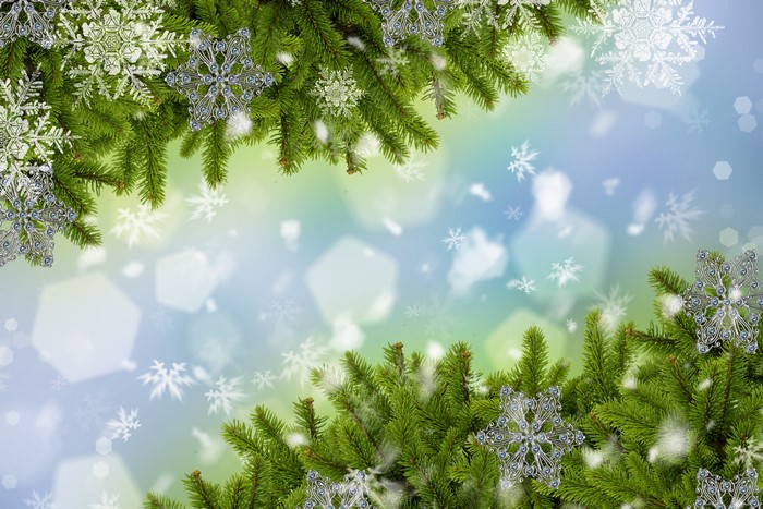 4K Festive Christmas Tree with Snowflakes