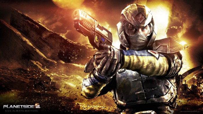 PlanetSide 2 soldier with pistol