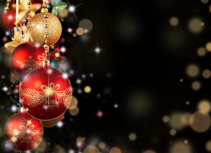 Christmas Ornaments with Bokeh Lights