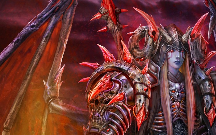 Demon warrior with horns and wings