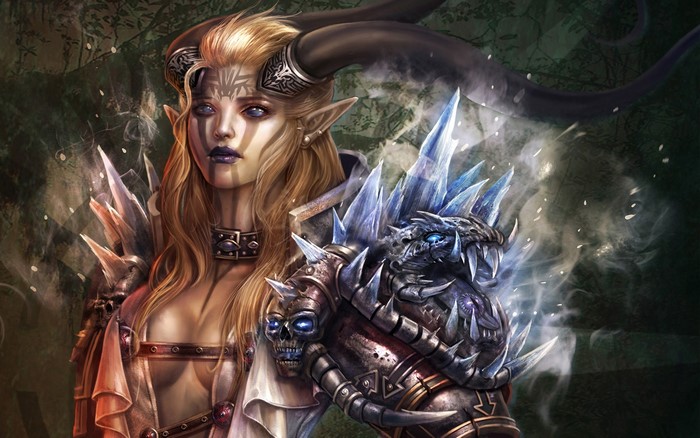 Demon with horns and ice armor