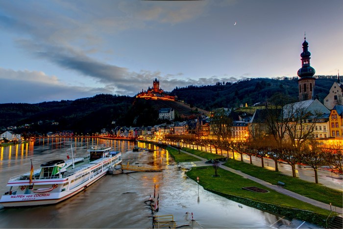 Cochem Castle and River Moselle at Dusk, Germany