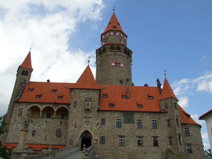 Bouzov Castle in the Czech Republic under a cloudy sky