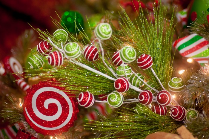 Christmas Ornaments on a Tree
