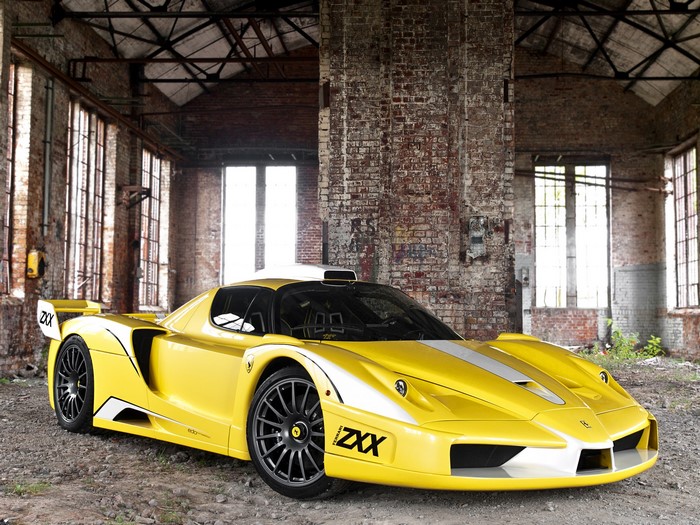 Yellow Edo Competition Ferrari Enzo ZXX in abandoned building