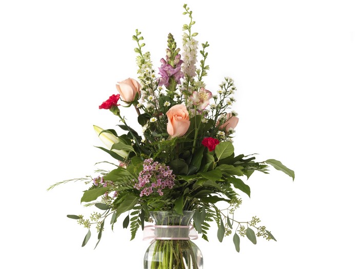 Bouquet of Roses and Lilies in a Vase