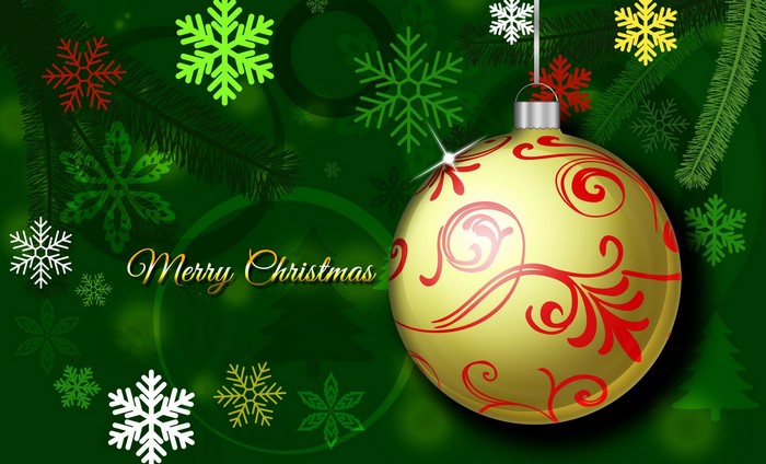 Christmas Ornament with Snowflakes and Pine Branches