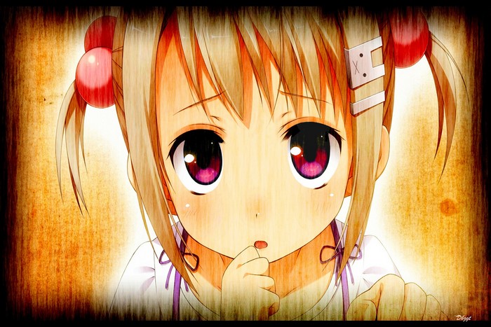 Anime girl with pigtails and pink bows
