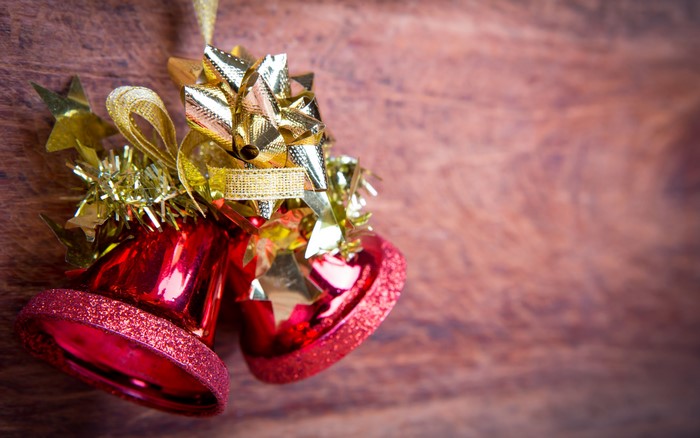 Christmas Bells with Gold Ribbons