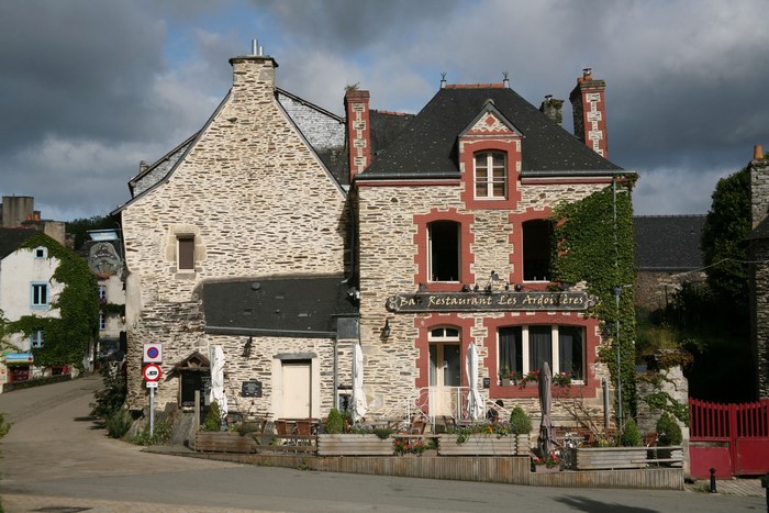 Stone buildings with restaurant in Morbihan, Bretagne, France