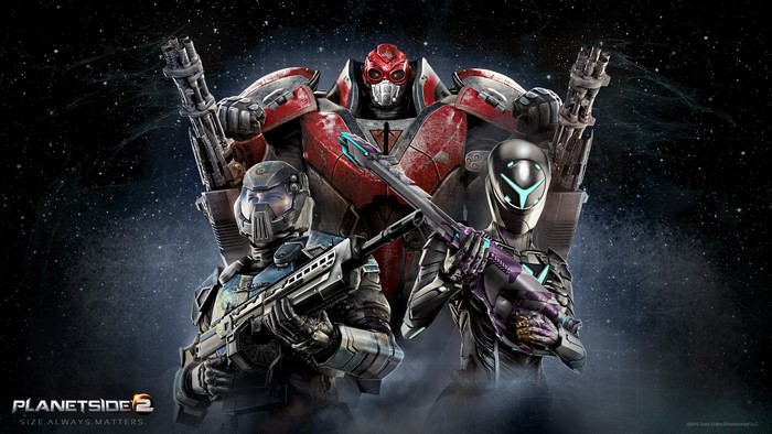 PlanetSide 2 characters with weapons