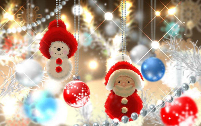 Christmas ornaments: Santa Claus and snowman