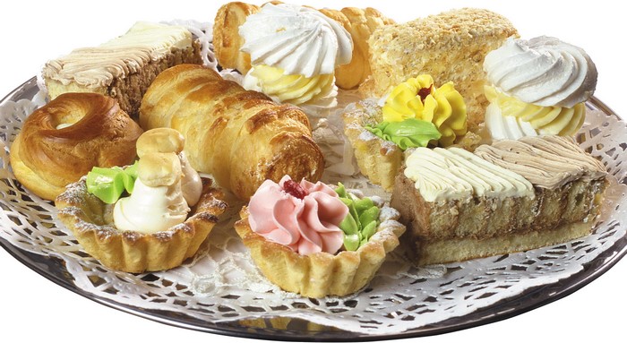 Assortment of pastries and cakes on a platter