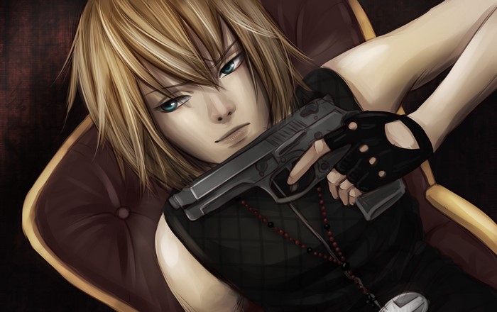 Young man with a pistol