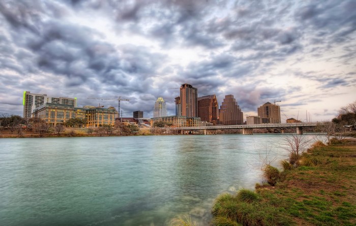 Austin, Texas Skyline Over Colorado River