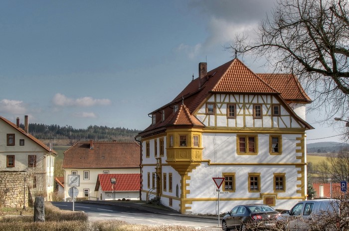 Half-timbered house in a German village