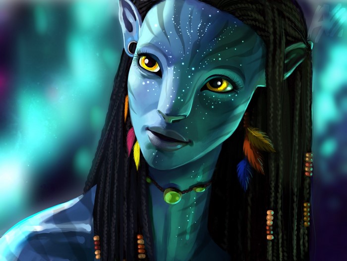 Avatar Neytiri with feathers and beads