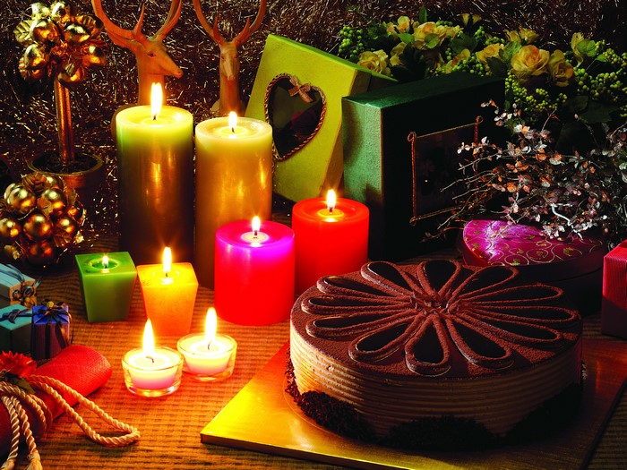 Christmas cake and candles