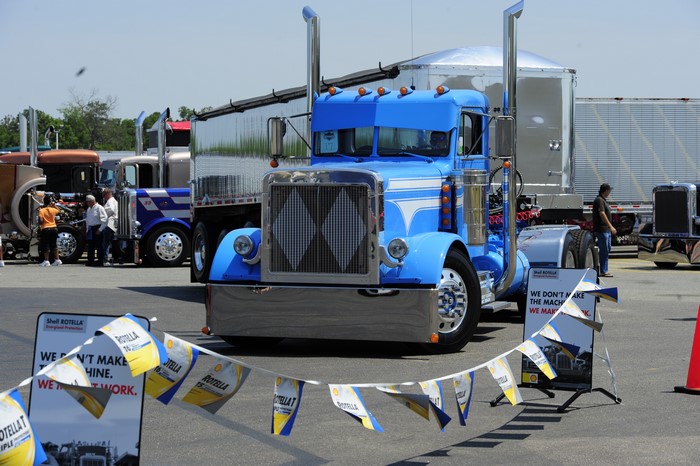 Blue Peterbilt Truck with Trailers