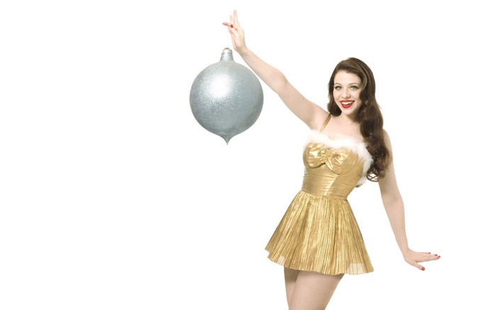 Michelle Trachtenberg with Christmas Ornament