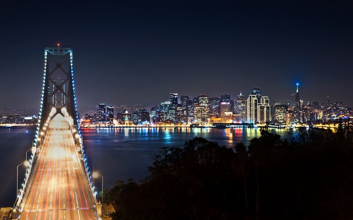 San Francisco Bay Bridge at Night, California