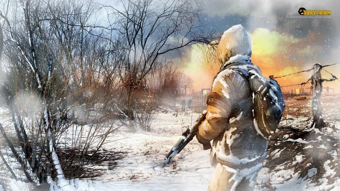 Survarium soldier with assault rifle in snowy landscape