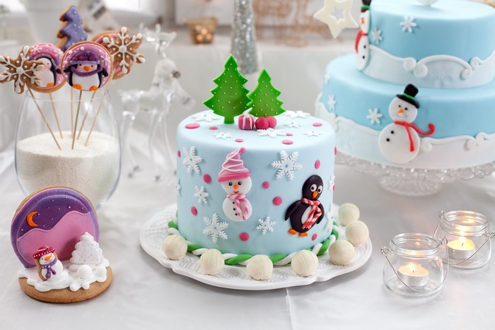 Christmas themed cakes and cookies