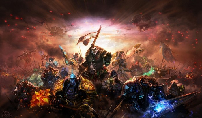 World of WarCraft Pandas and Warriors in Battle