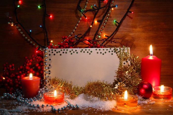 Christmas scene with candles and lights