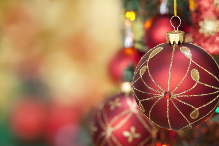 Red Christmas Ornaments with Gold Pattern