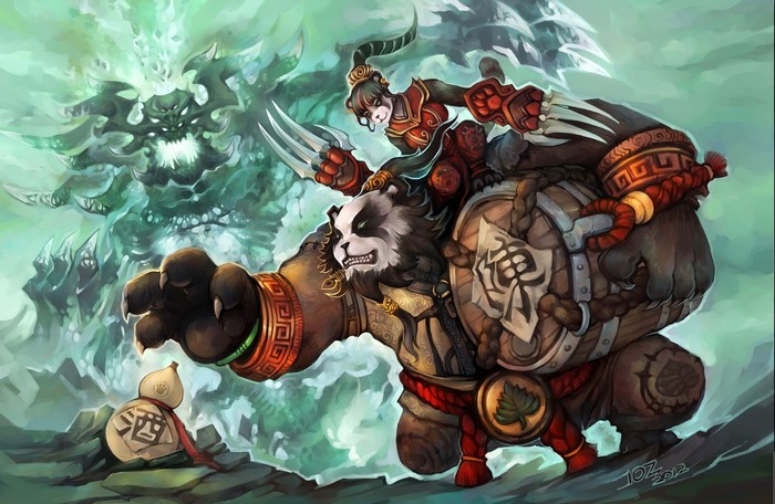 Pandaren Warrior and rider from World of Warcraft