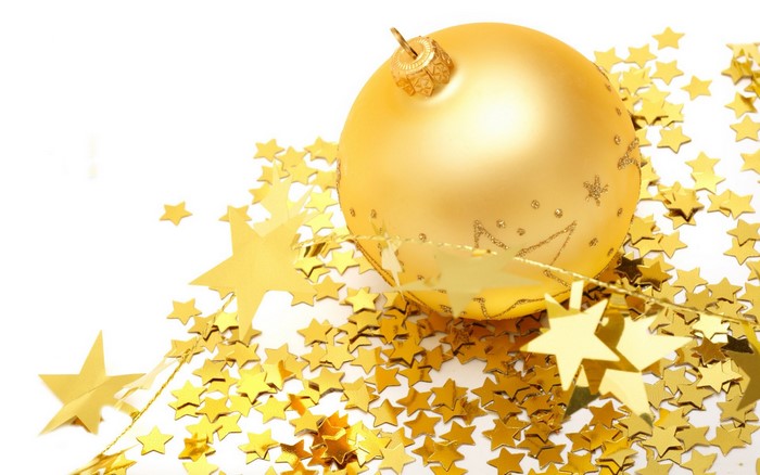 Golden Christmas ornament and stars