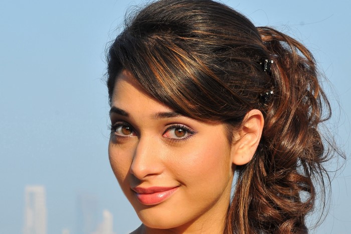Tamanna Bhatia with her hair in a ponytail