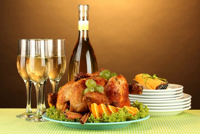 Roast Chicken with Wine and Stemware