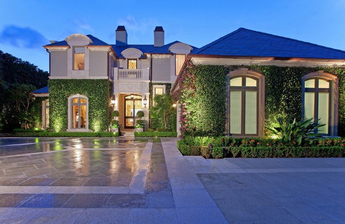 Luxury Mansion Exterior at Dusk