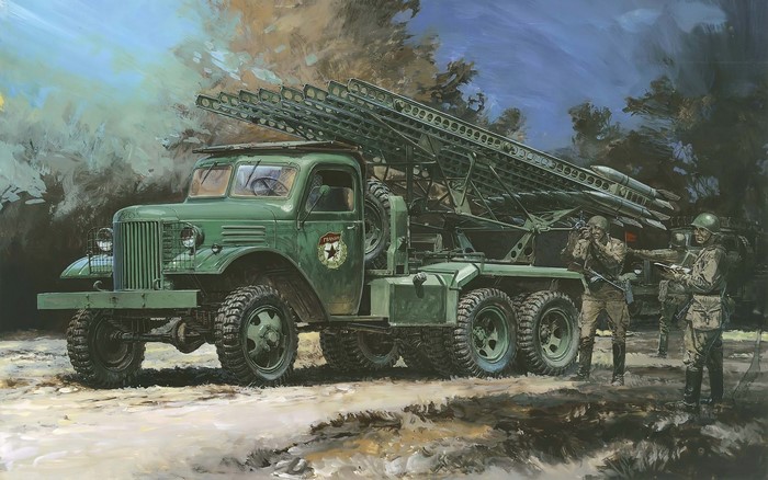BM-13 Katyusha Rocket Launcher Truck with Soldiers