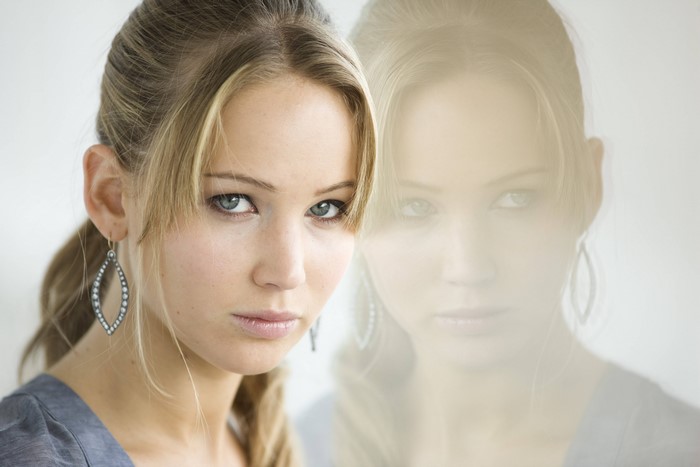 Jennifer Lawrence with reflection
