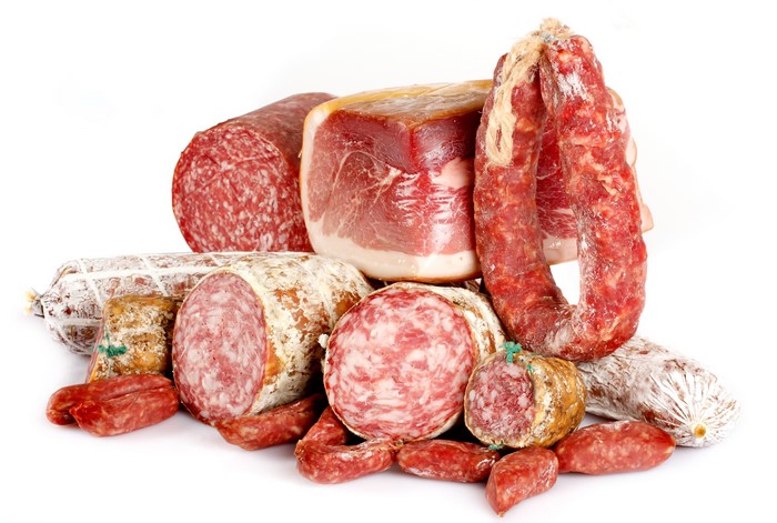 Assortment of cured meats and sausages
