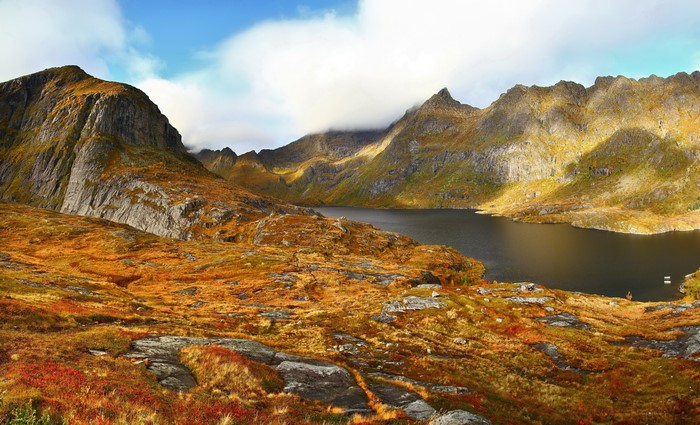 Agvatnet Lake and Mountains in Norway