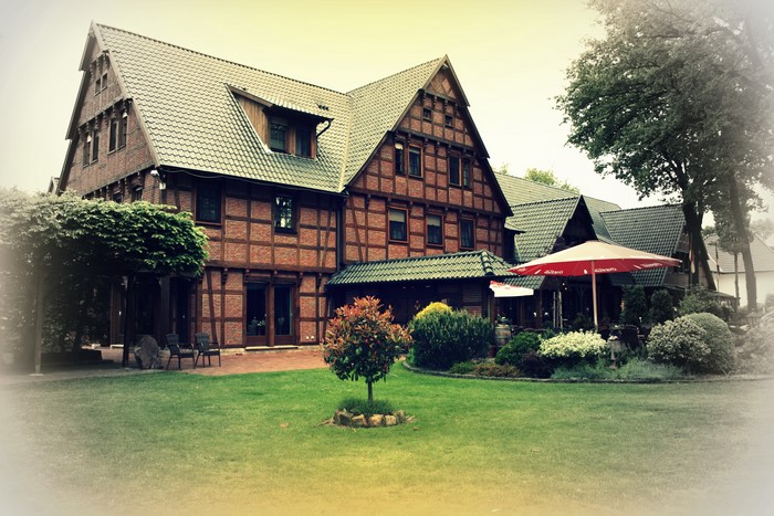 Half-timbered house in Germany with garden
