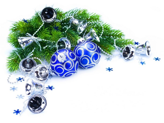 Christmas ornaments and pine branches