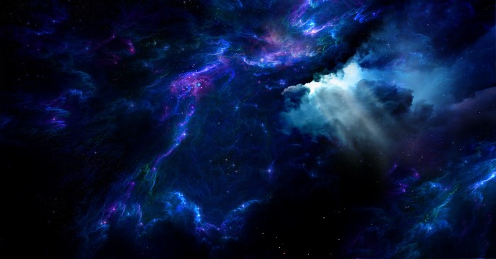 Deep space nebulae with stars and light rays